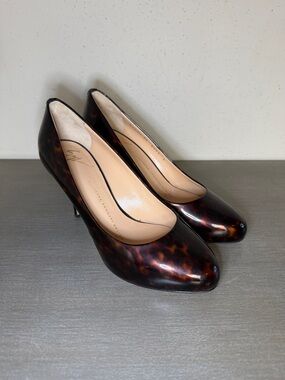 Giuseppe Zanotti Tortoise Patent Leather Round Toe Pumps Stiletto Shoes Size 36